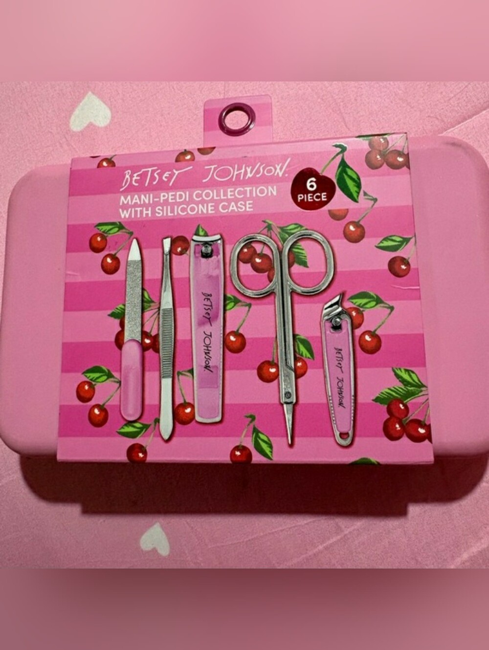 Betsey Johnson Pink Cherry Mani-Pedi 6-Piece Nail Tool Set